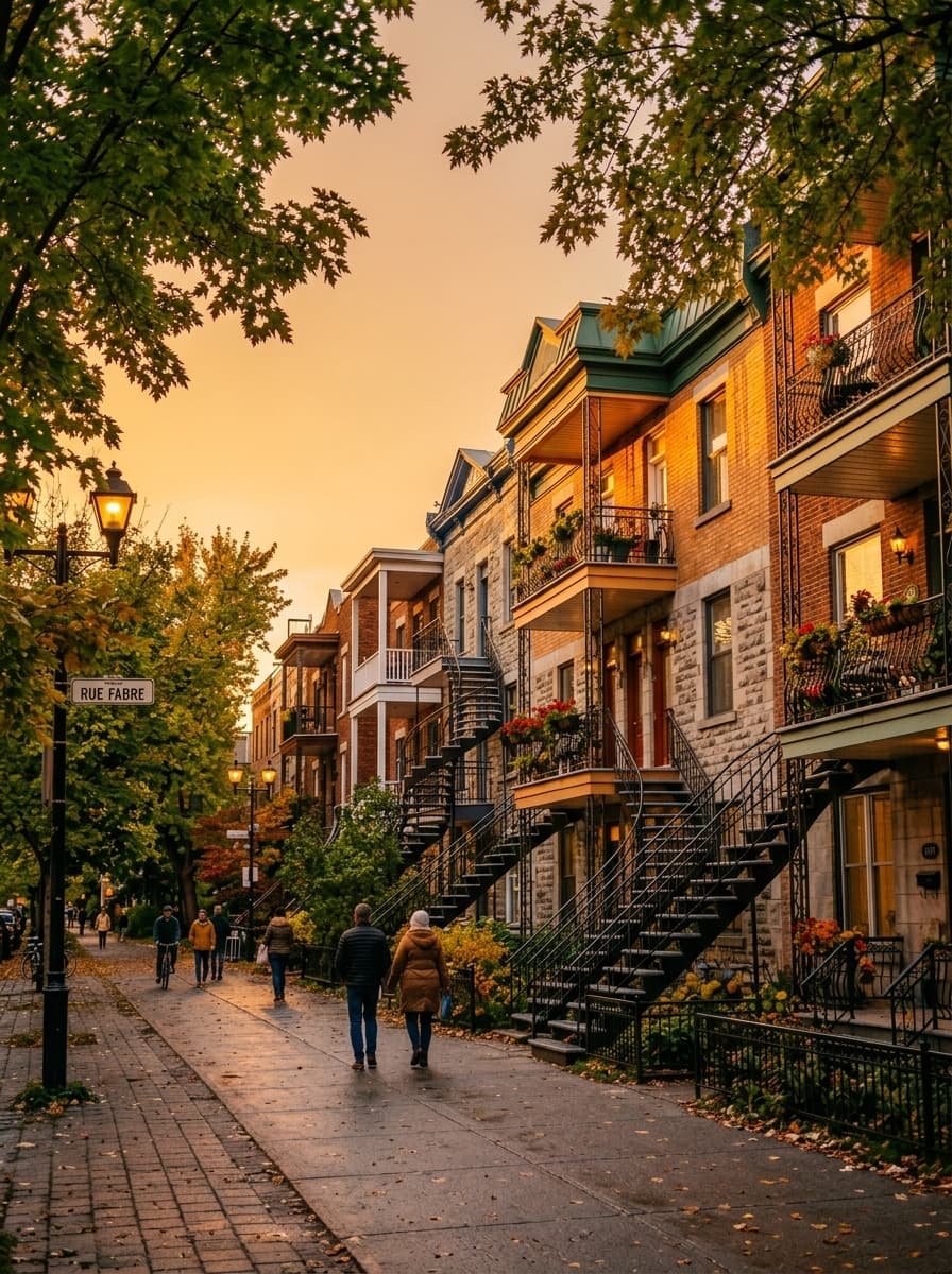 Immeubles résidentiels et escaliers extérieurs à Montréal